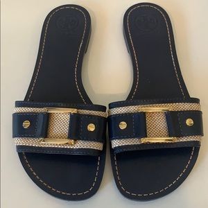 TORY BURCH Navy Slides